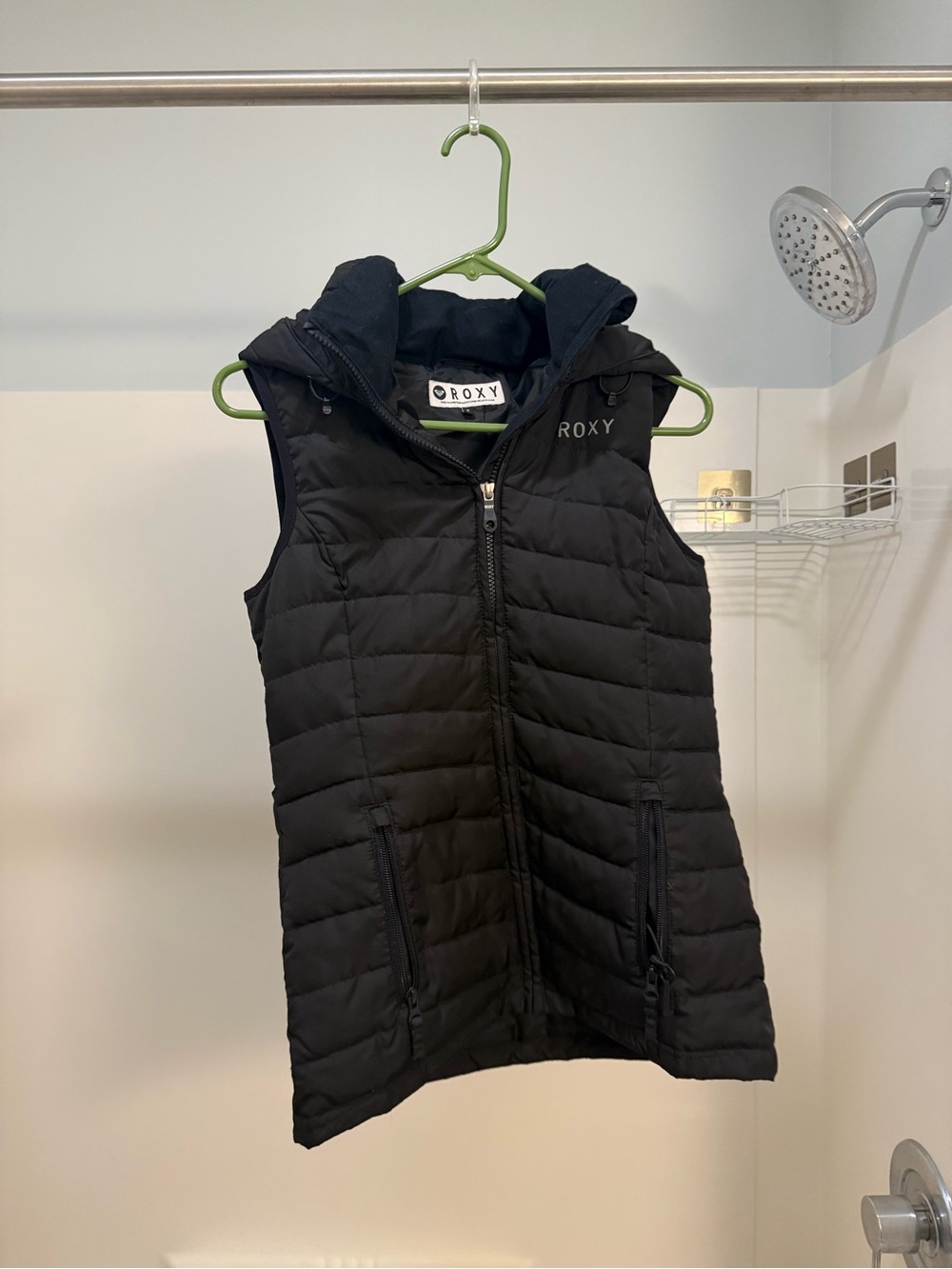 Roxy Black Quilted Hooded Sleeveless Puffer